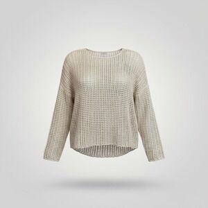 Garnet Hill Open Knit Crochet Wool Blend Sweater Womens XL  Beach Quiet Luxury